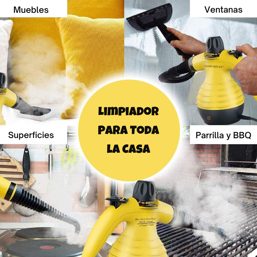 MÁQUINA PORTÁTIL DE VAPOR + 9 ACCESORIOS MULTIFUNCIONALES